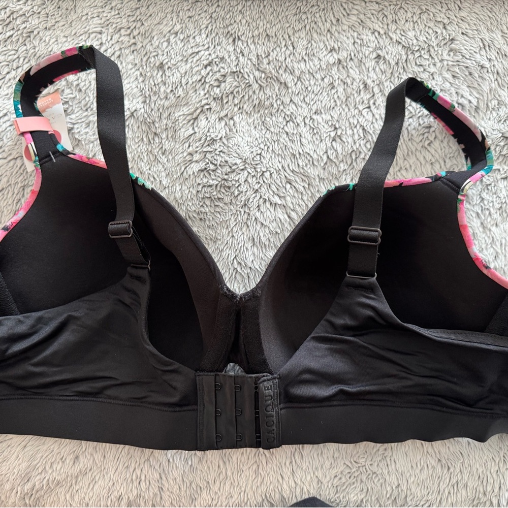 Cacique Black Bra with Pink, Teal & Yellow Floral Print - Picture 3 of 3